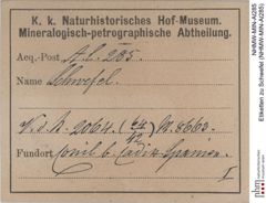 Etiketten zu Schwefel (NHMW-MIN-Al285)